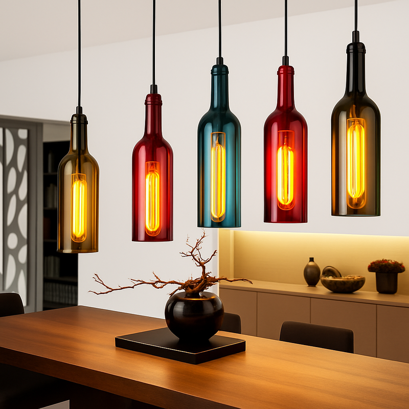 suspension en verre design pour bouteille de vin moderne