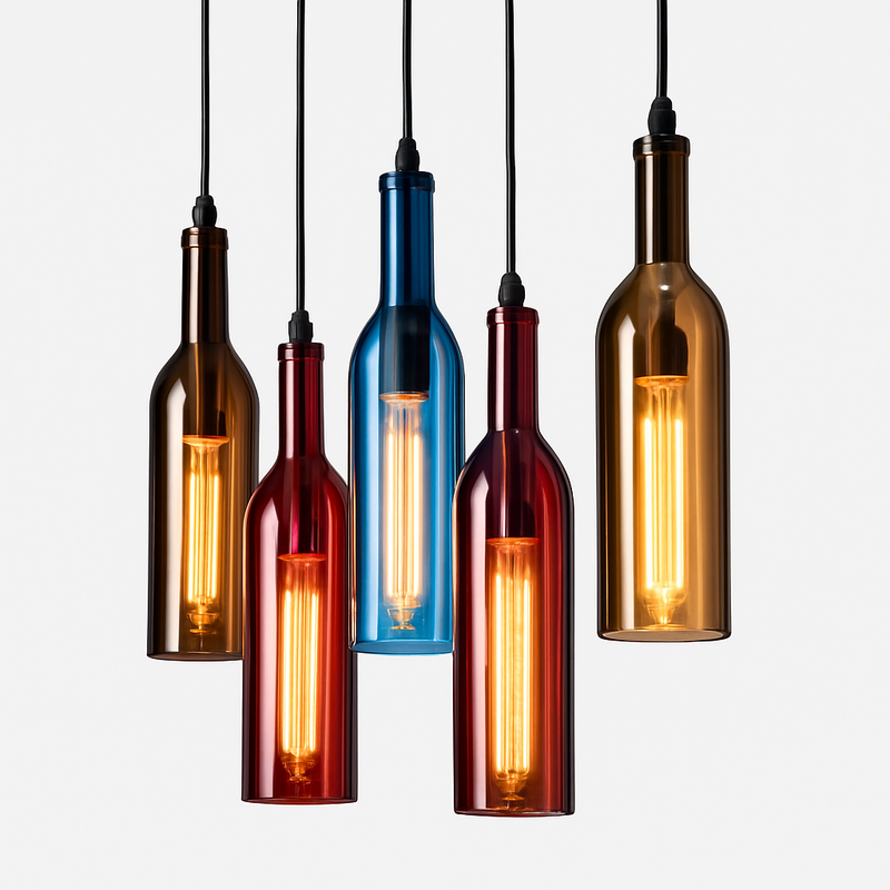 suspension en verre design pour bouteille de vin moderne