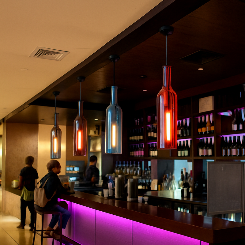 suspension en verre design pour bouteille de vin moderne