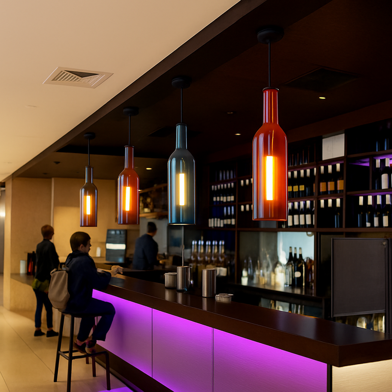 suspension en verre design pour bouteille de vin moderne