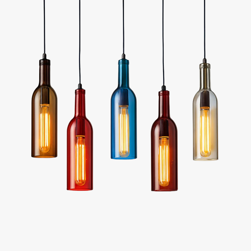 suspension en verre design pour bouteille de vin moderne