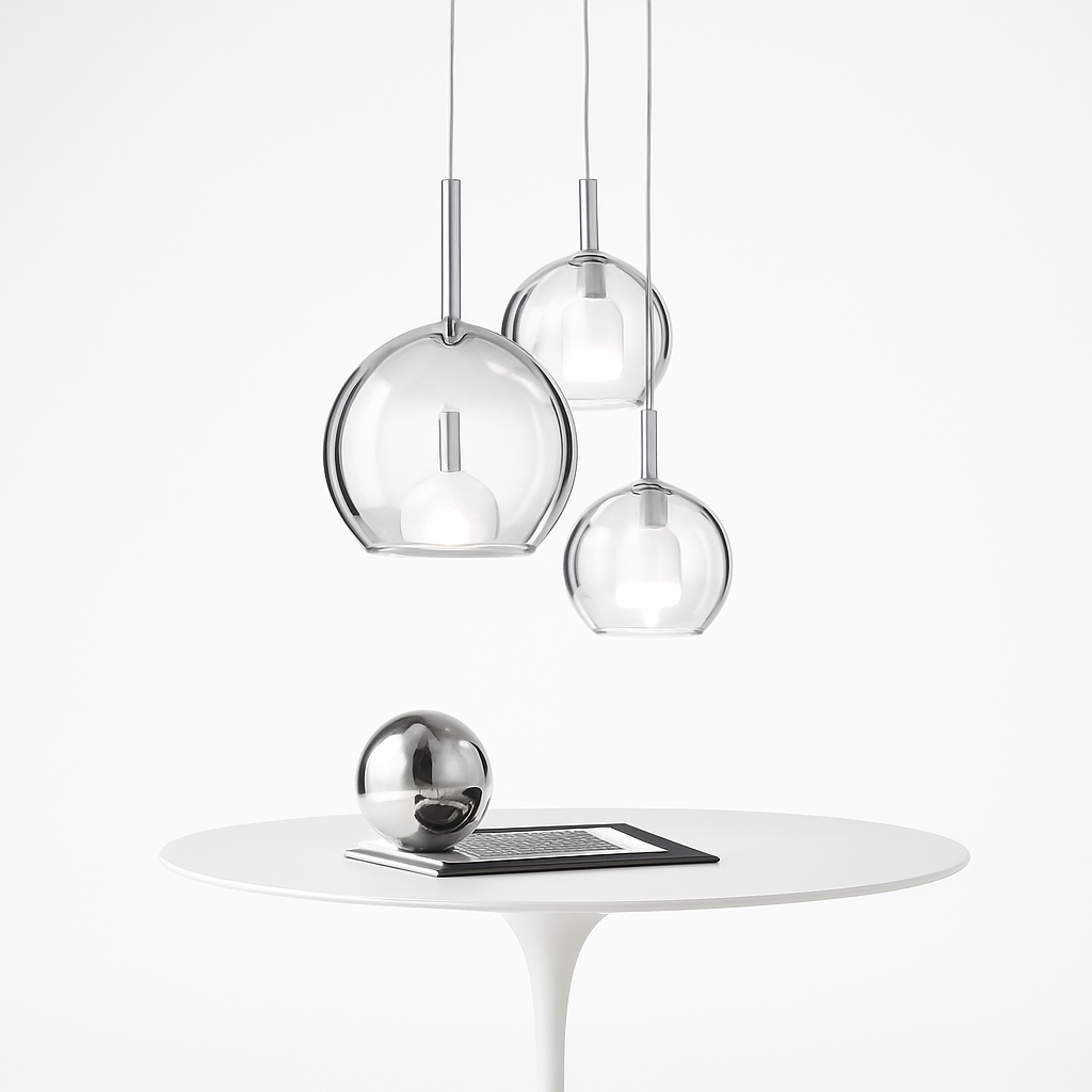 Suspension en verre LED pour cuisine île salon gris intérieur décor - vue 3 sur 10