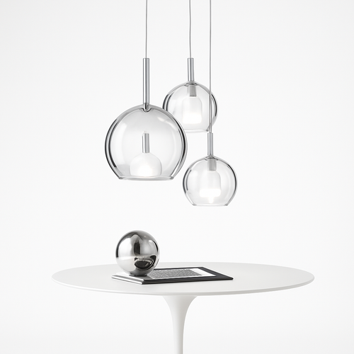 Suspension en verre LED pour cuisine île salon gris intérieur décor - vue 4 sur 10