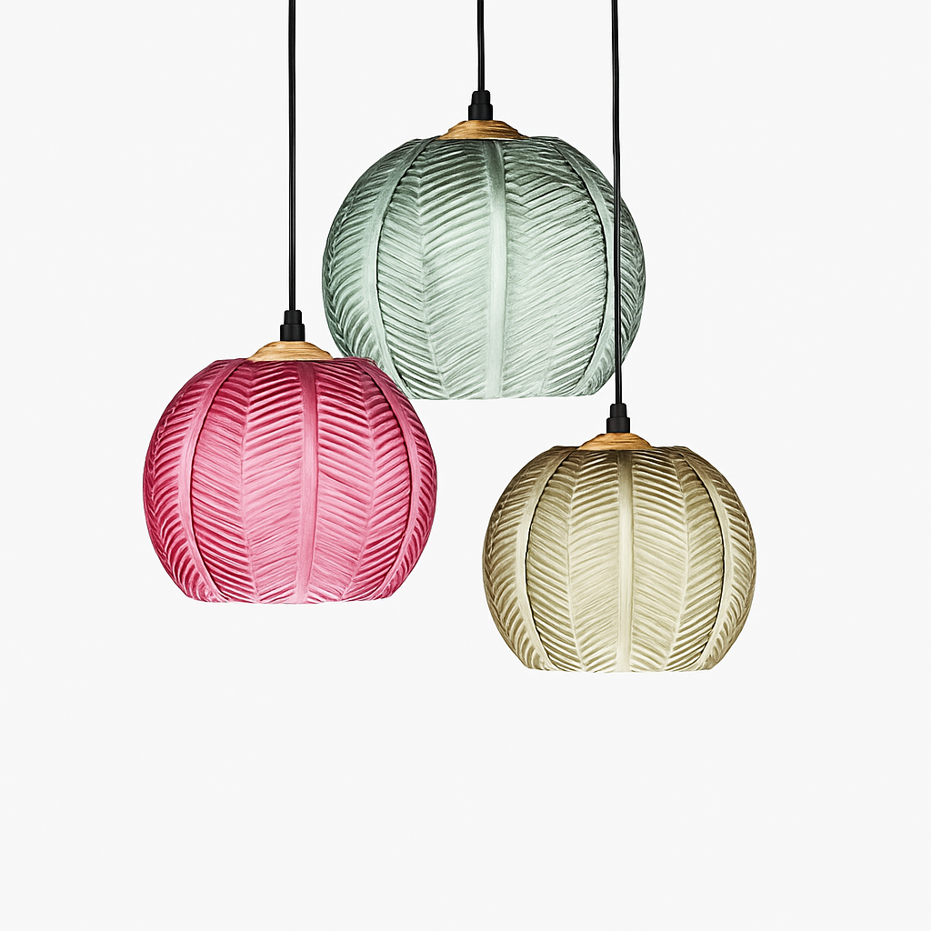 Suspension en verre moderne à motif de feuilles vertes