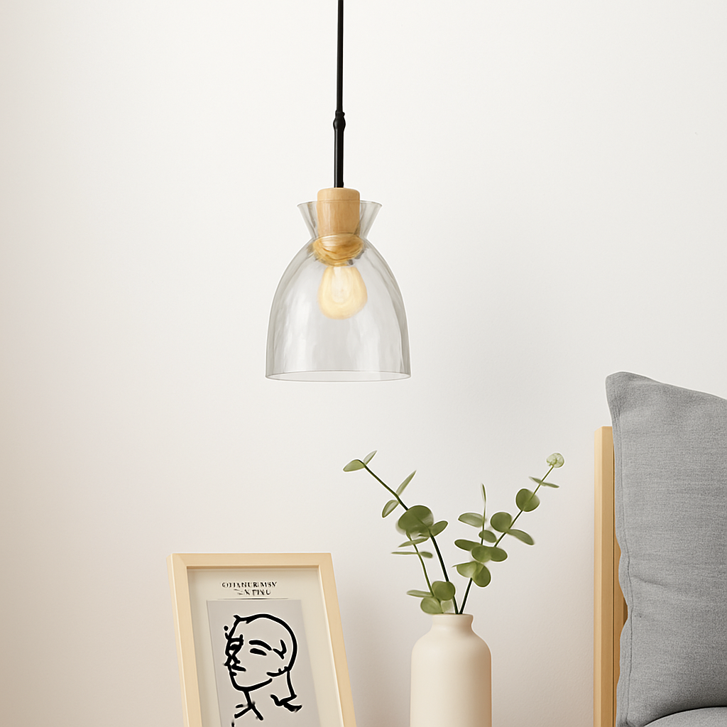 Suspension en verre transparente led déco maison - vue 4 sur 9