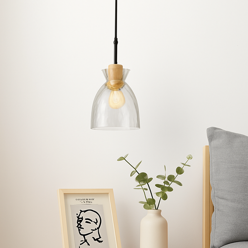 Suspension en verre transparente led déco maison