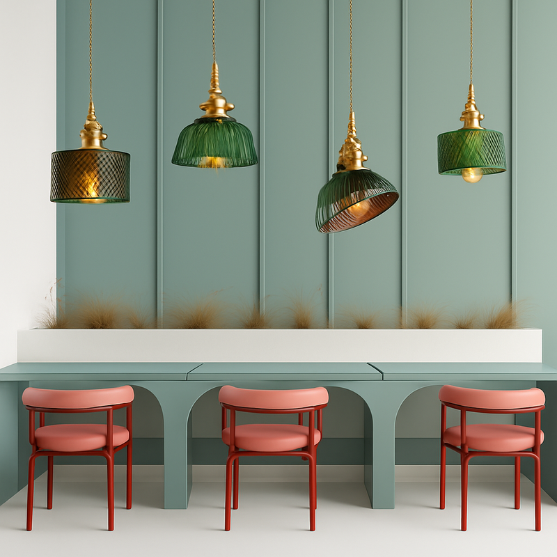Suspension en verre vert scandinave