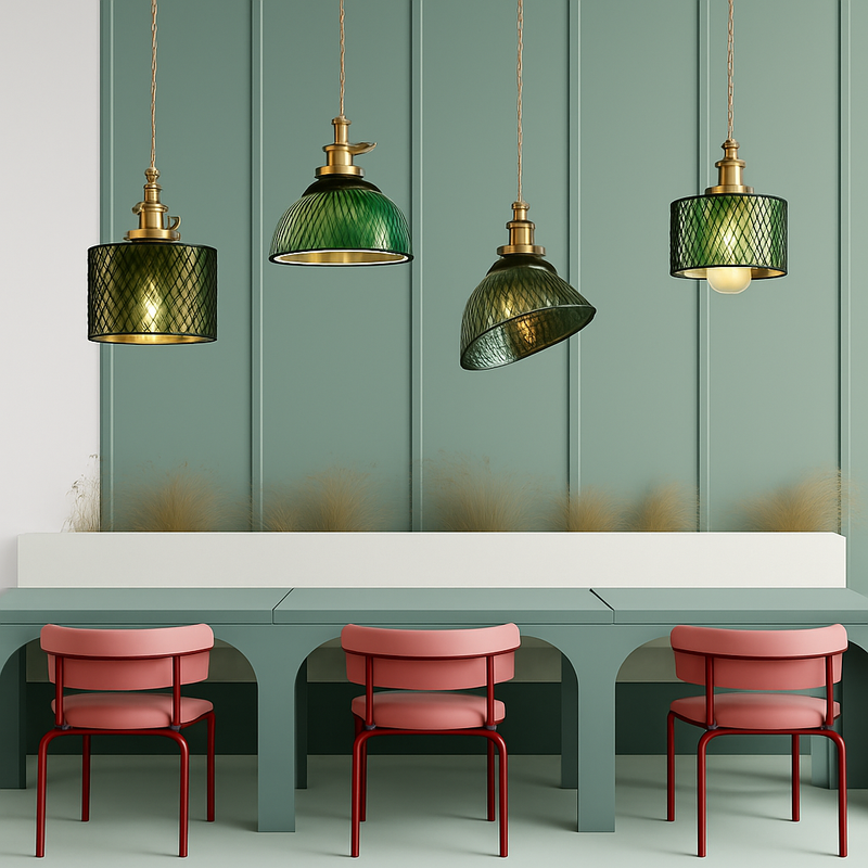Suspension en verre vert scandinave