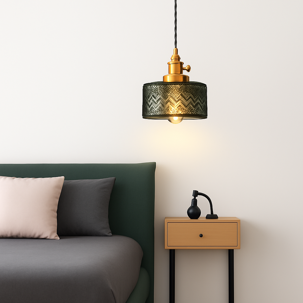 Suspension en verre vert scandinave - vue 6 sur 30