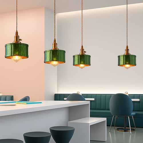 Suspension en verre vert scandinave