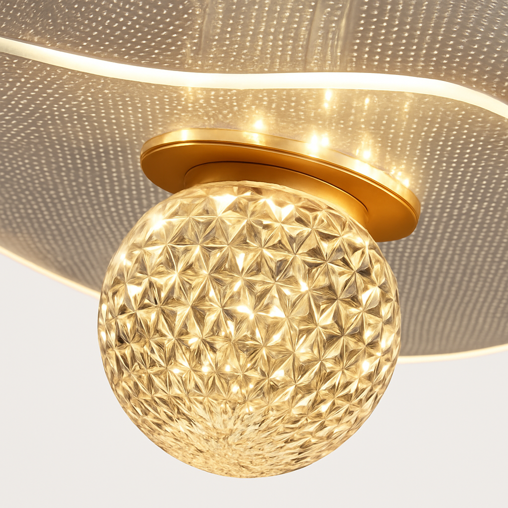 Suspension feuille lotus personnalisée LED cristal - vue 5 sur 12