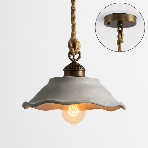 Loft style vintage flower pendant lamp in ceramic - vue 12 sur 14