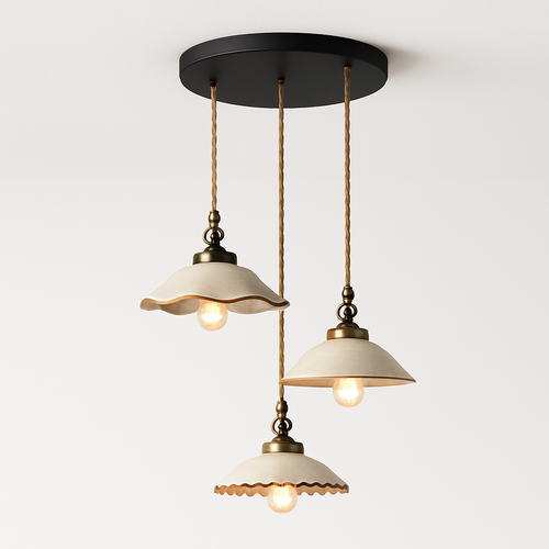Loft style vintage flower pendant lamp in ceramic - vue 14 sur 14