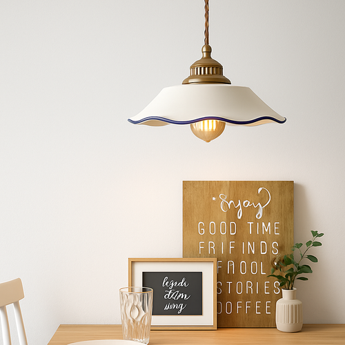 Loft style vintage flower pendant lamp in ceramic - vue 5 sur 14