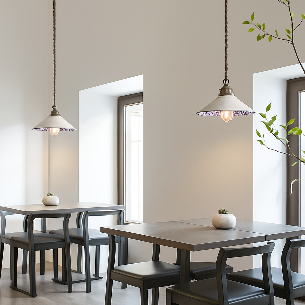 Loft style vintage flower pendant lamp in ceramic - vue 6 sur 14
