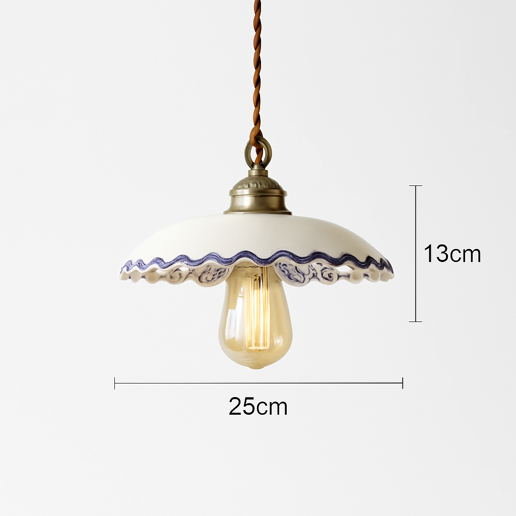 Loft style vintage flower pendant lamp in ceramic - vue 9 sur 14