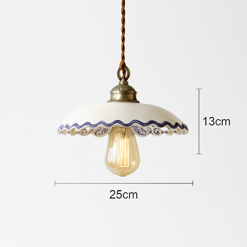 Loft style vintage flower pendant lamp in ceramic - vue 10 sur 14