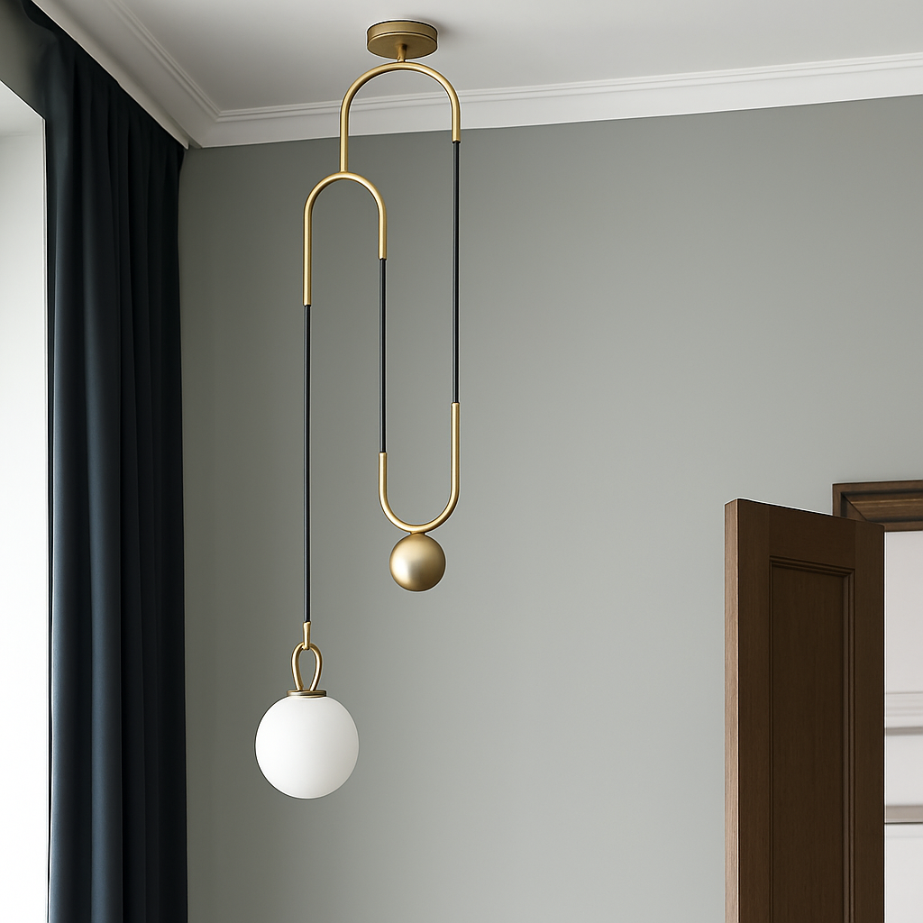 suspension industrielle nordique extensible design boule de verre - vue 4 sur 7
