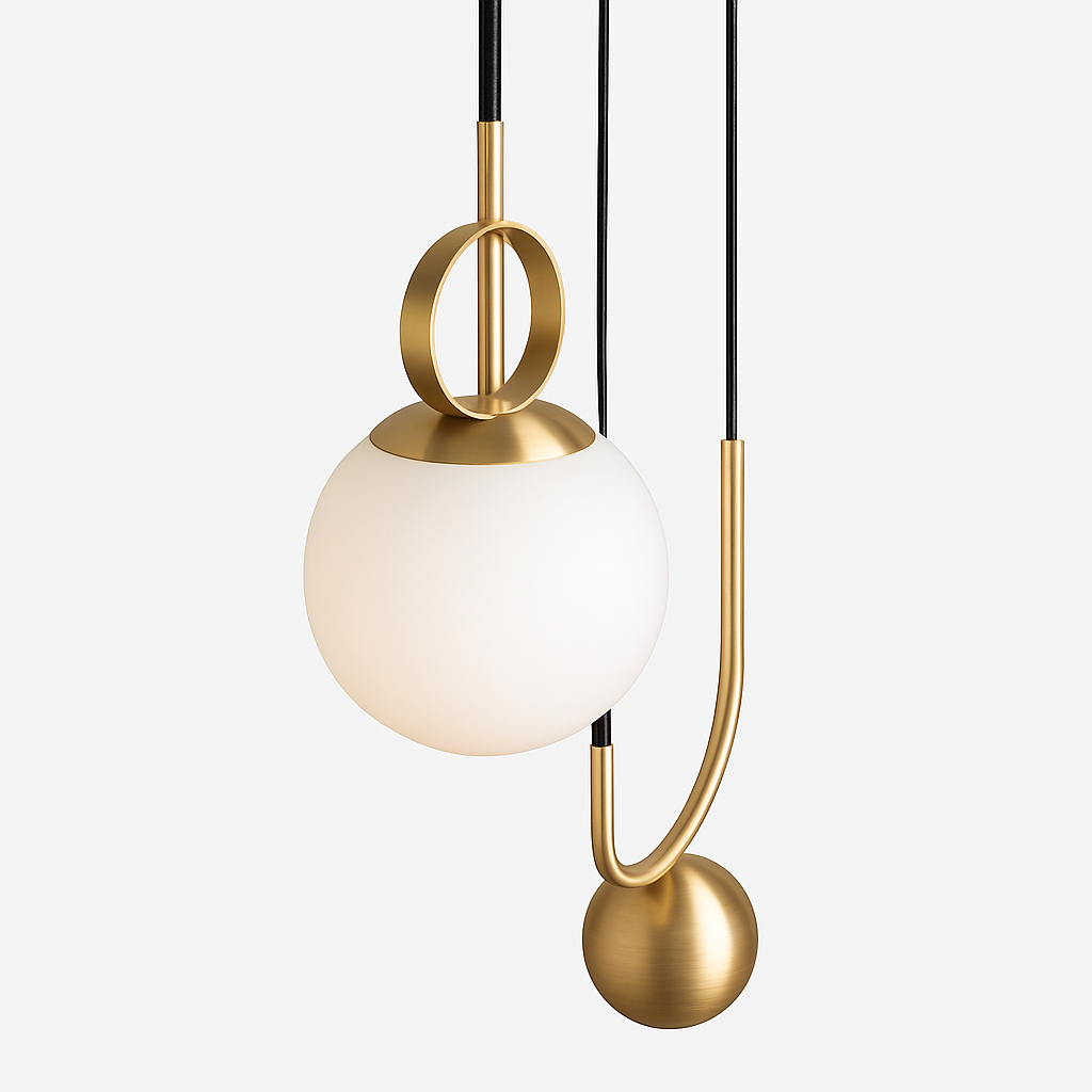 suspension industrielle nordique extensible design boule de verre - vue 6 sur 7