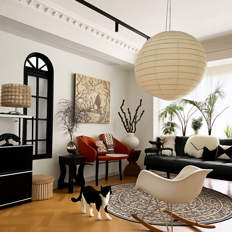 suspension japonaise en papier de riz style wabi sabi décoratif