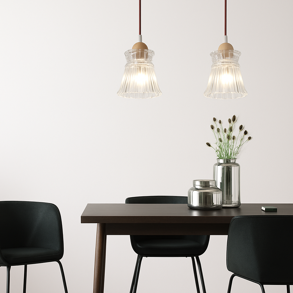 suspension japonaise moderne en bois et verre luminaire design - vue 5 sur 24