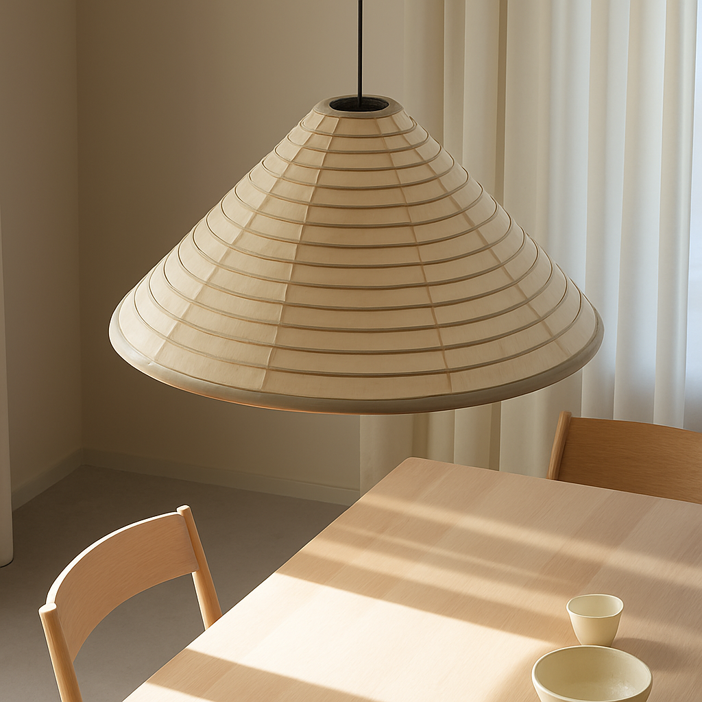 suspension japonaise wabi sabi en papier de riz pliable et circulaire - vue 5 sur 8