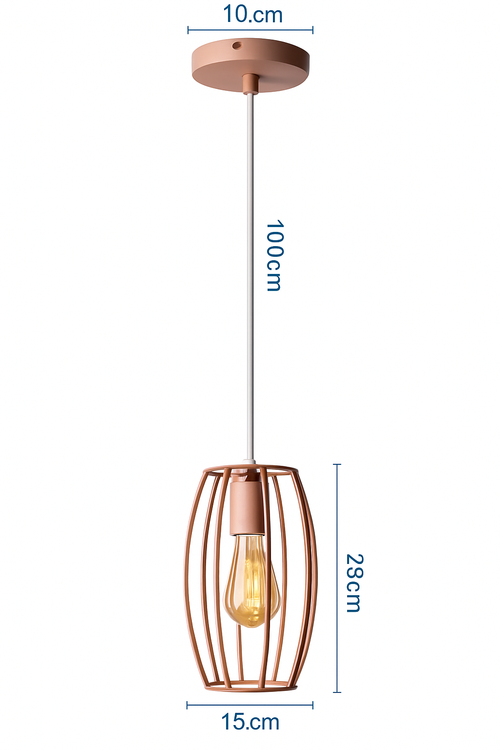 Suspension lampara de techo colgante éclairage suspendu moderne Cage en fer Loft cuisine salon suspension E27 or Rose - vue 13 sur 27