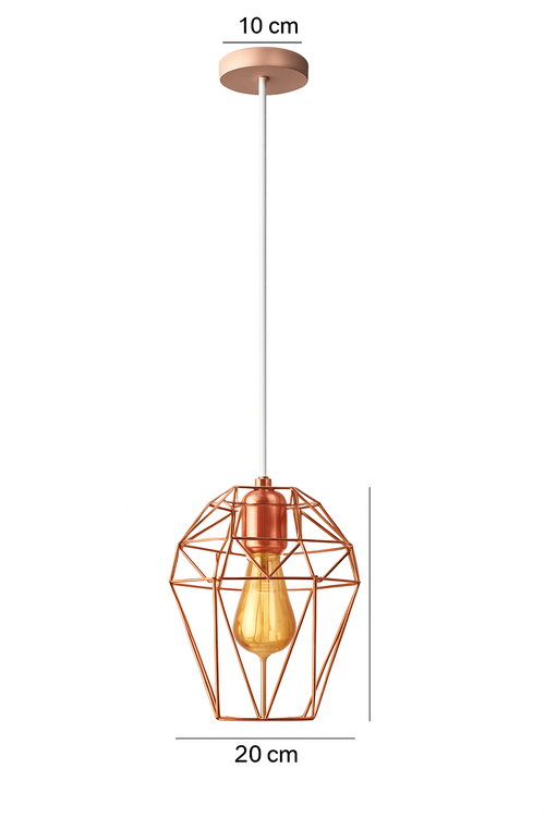 Suspension lampara de techo colgante éclairage suspendu moderne Cage en fer Loft cuisine salon suspension E27 or Rose - vue 15 sur 27