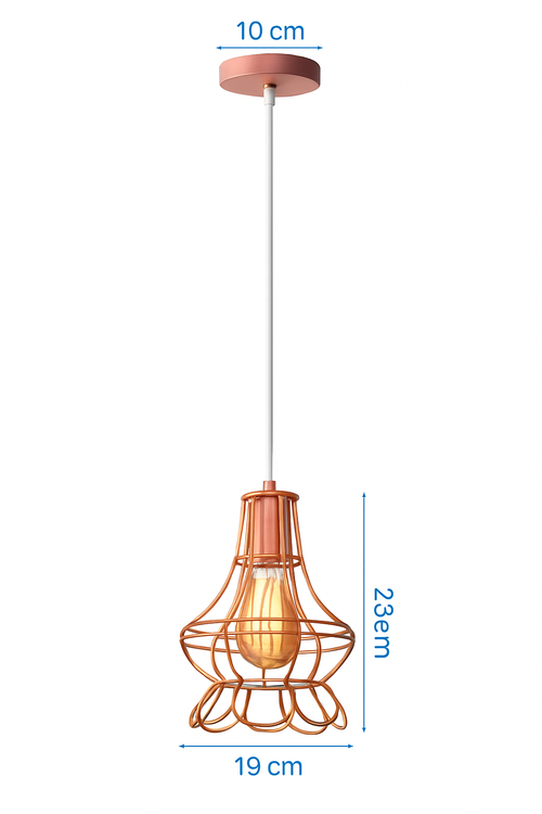 Suspension lampara de techo colgante éclairage suspendu moderne Cage en fer Loft cuisine salon suspension E27 or Rose - vue 16 sur 27