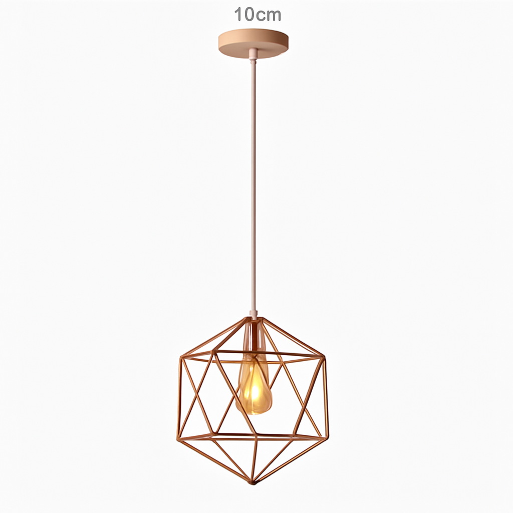Suspension lampara de techo colgante éclairage suspendu moderne Cage en fer Loft cuisine salon suspension E27 or Rose - vue 17 sur 27