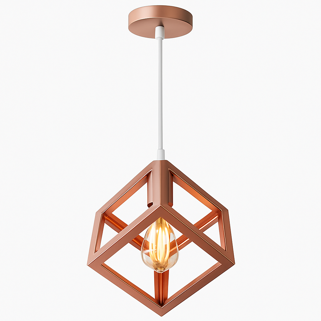 Suspension lampara de techo colgante éclairage suspendu moderne Cage en fer Loft cuisine salon suspension E27 or Rose - vue 20 sur 27