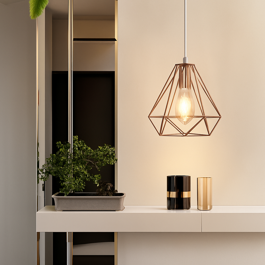 Suspension lampara de techo colgante éclairage suspendu moderne Cage en fer Loft cuisine salon suspension E27 or Rose - vue 3 sur 27