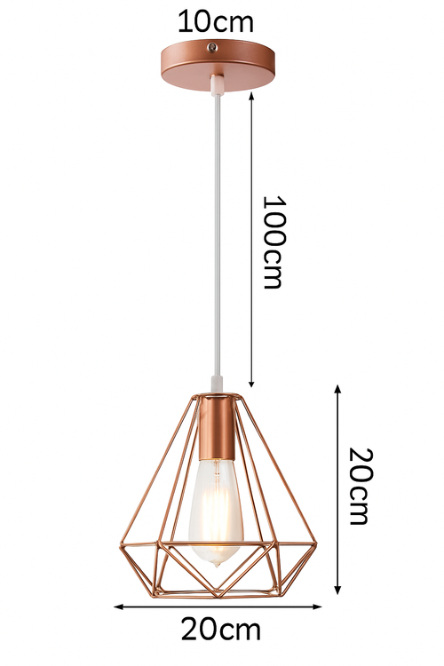 Suspension lampara de techo colgante éclairage suspendu moderne Cage en fer Loft cuisine salon suspension E27 or Rose - vue 23 sur 27