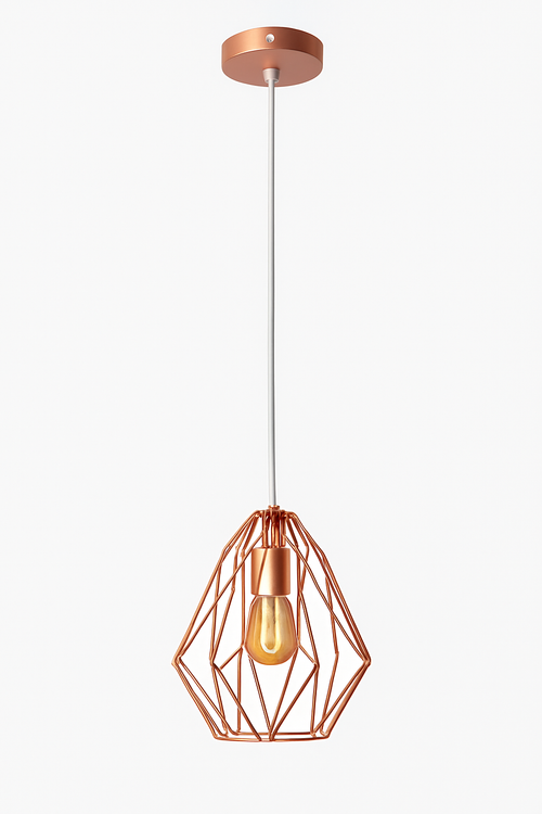 Suspension lampara de techo colgante éclairage suspendu moderne Cage en fer Loft cuisine salon suspension E27 or Rose - vue 26 sur 27