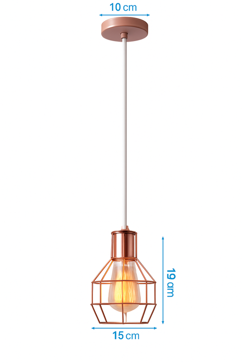 Suspension lampara de techo colgante éclairage suspendu moderne Cage en fer Loft cuisine salon suspension E27 or Rose - vue 27 sur 27