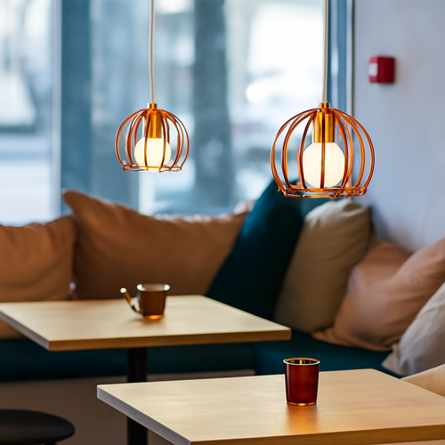 Suspension lampara de techo colgante éclairage suspendu moderne Cage en fer Loft cuisine salon suspension E27 or Rose - vue 5 sur 27
