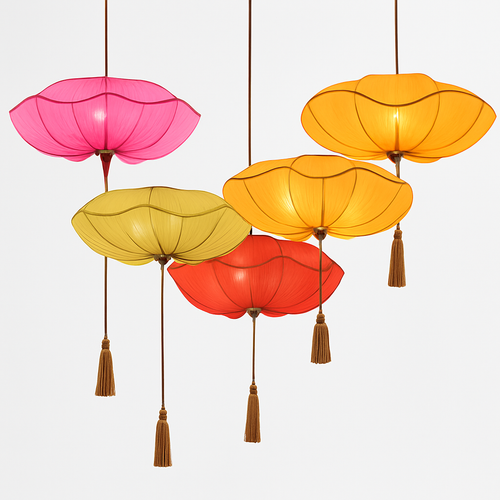 Suspension Lanterne chinoise suspendue en tissu fait à la main - vue 3 sur 10