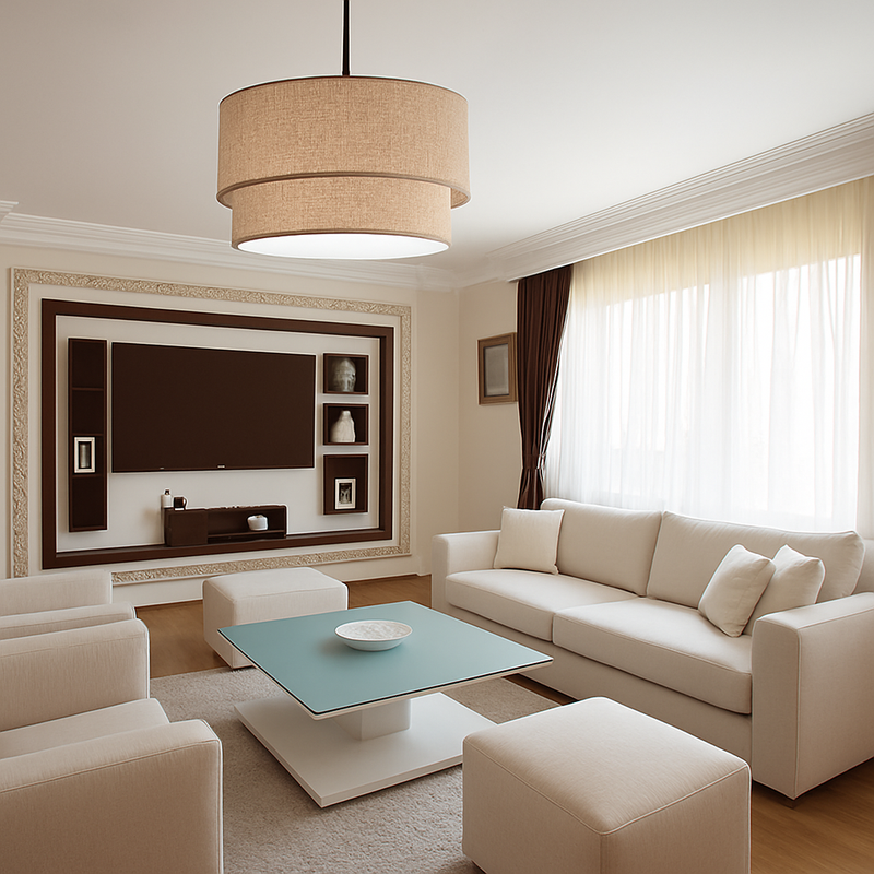 Suspension LED cylindrique en tissu Foyer