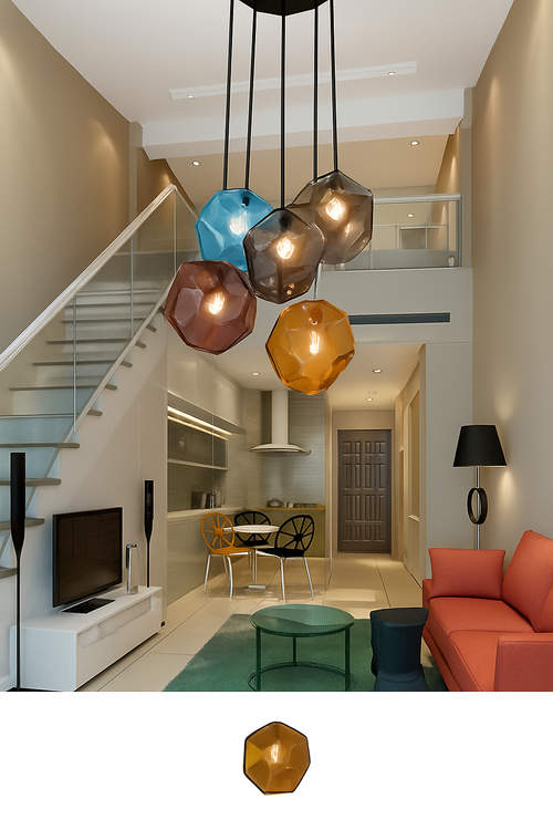 Suspension LED design en verre de couleur Stone - vue 3 sur 5