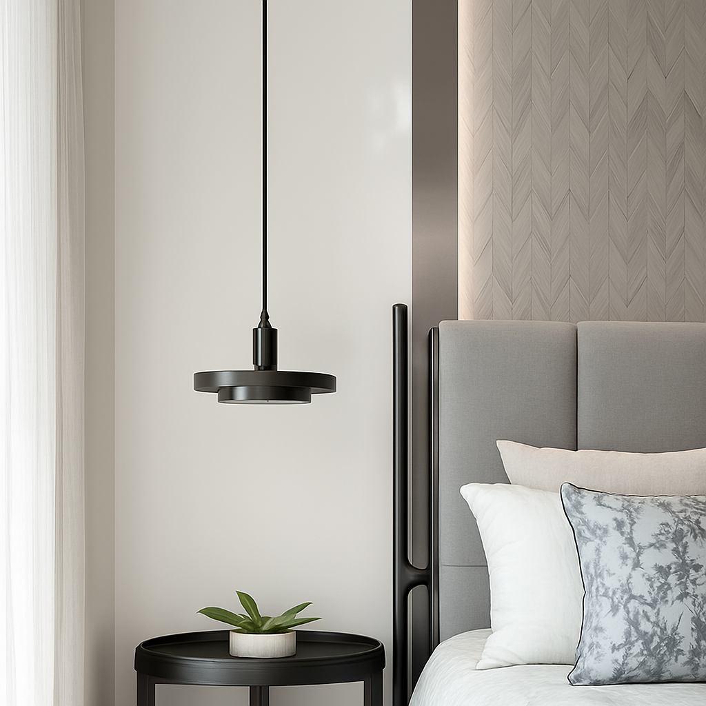 suspension LED design nordique en fer et marbre pour intérieur - vue 3 sur 9