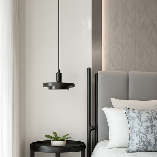 suspension LED design nordique en fer et marbre pour intérieur - vue 3 sur 9