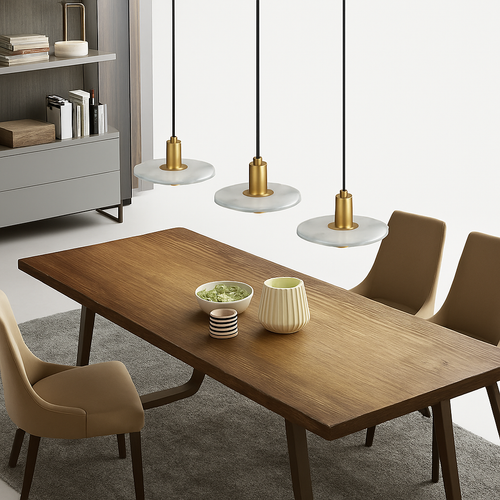 suspension LED design nordique en fer et marbre pour intérieur - vue 4 sur 9