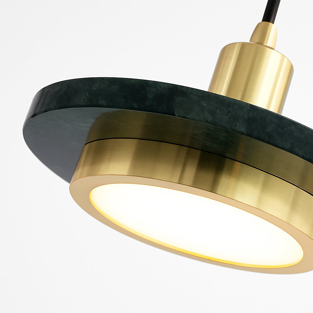 suspension LED design nordique en fer et marbre pour intérieur - vue 6 sur 9