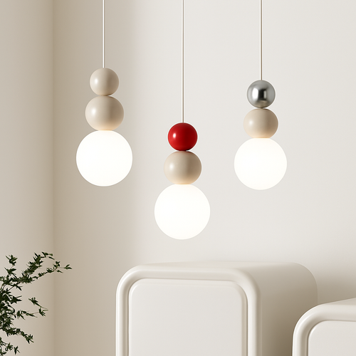 Minimalist Nordic design LED pendant light macaron shape - vue 2 sur 30