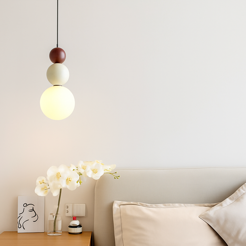 Minimalist Nordic design LED pendant light macaron shape - vue 4 sur 30