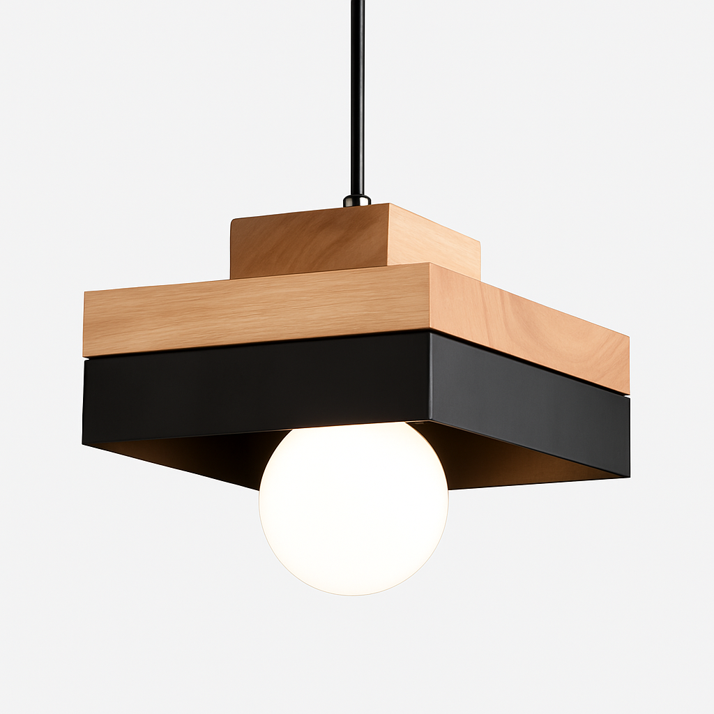 Suspension LED en bois (carré ou rond)