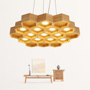 Creative minimalist wooden honeycomb LED pendant light