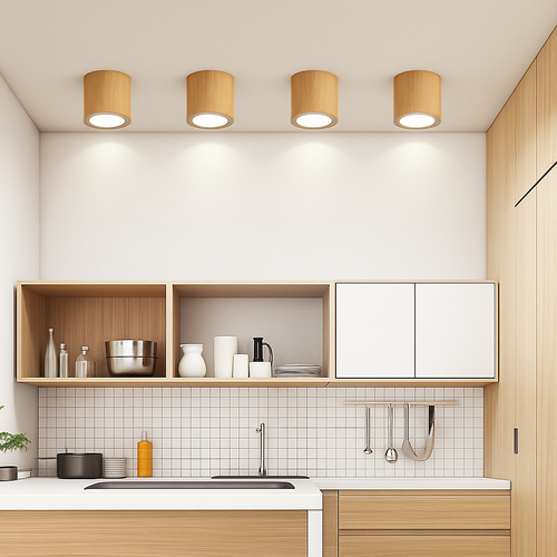 Creative minimalist wooden honeycomb LED pendant light - vue 5 sur 15