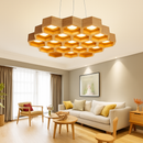 Creative minimalist wooden honeycomb LED pendant light