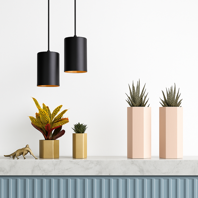 Suspension LED en forme de cylindre noir Vintage